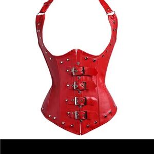 Stylish Red Buckle Corset Belt